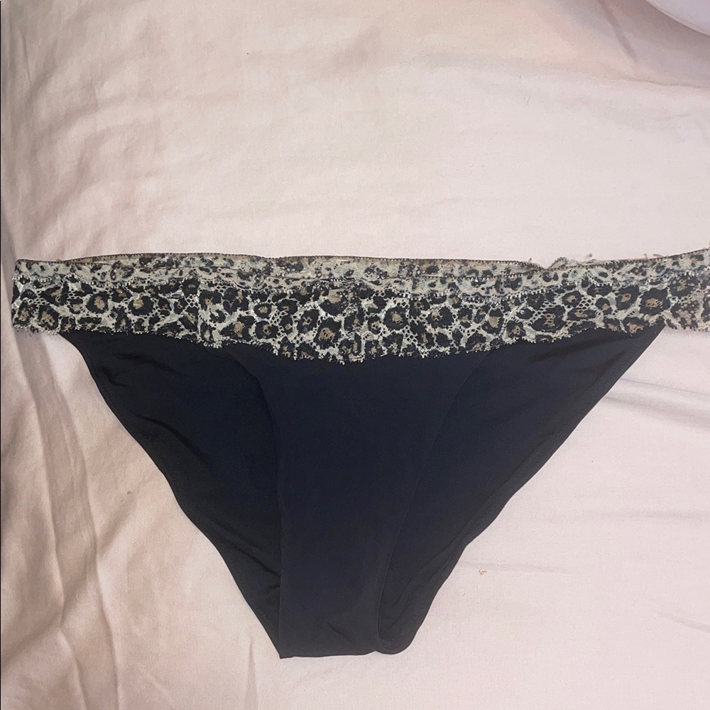 Victoria's Secret Black and Leopard Bikini Bottom